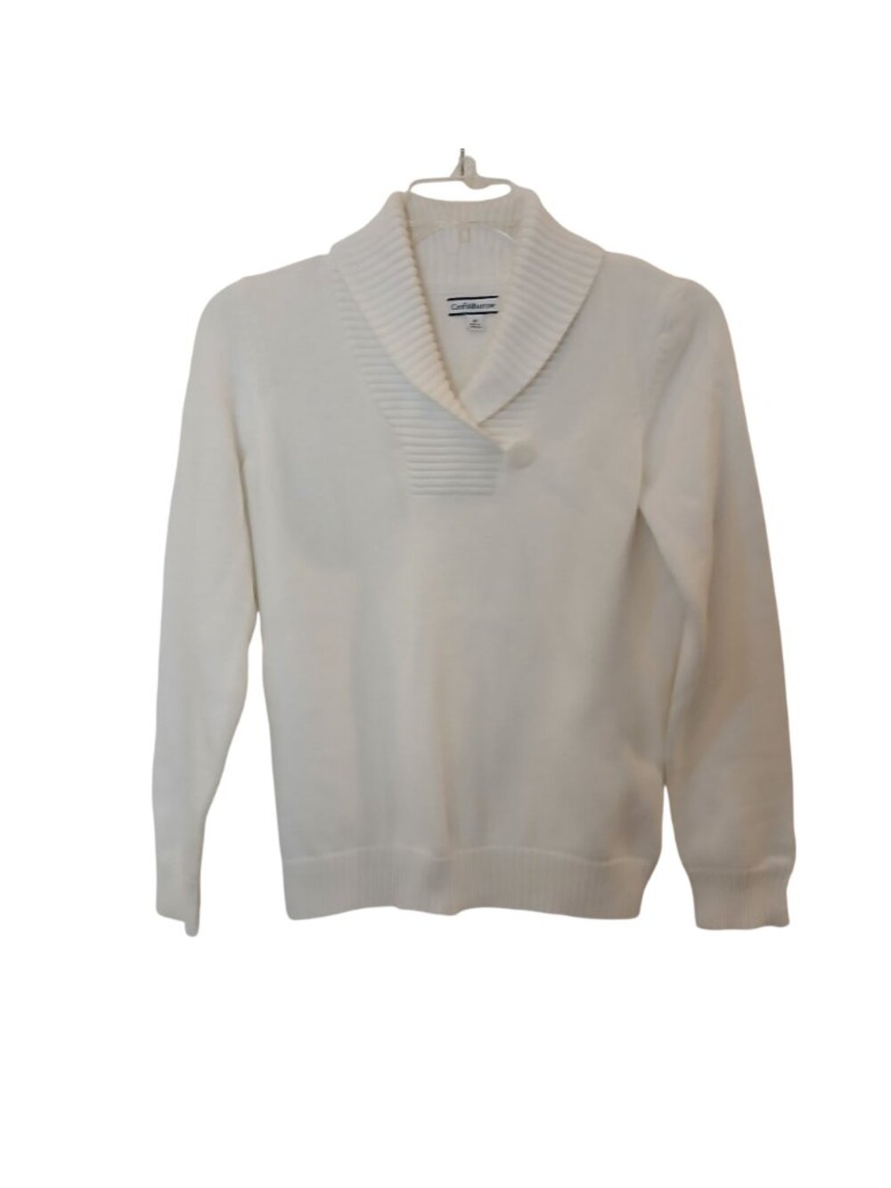 Croft & Barrow Womens White Shawl Collar Sweater M 100% Cotton #D-20 - Picture 9 of 9